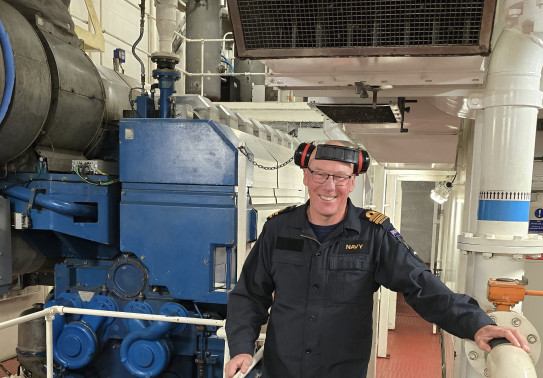 LTCDR Finnerty’s happy place – the engine room on HMNZS Canterbury