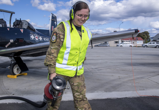 AC Jodie Dunwell working on the fuel truck at Exercise Wise Owl held in Nelson recently.