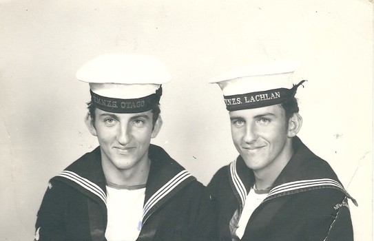 A sepia photo of two sailors.
